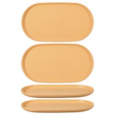 4Pcs Fast Food Serving Trays, 12x6.6" Oval Trays, Creamy Yellow