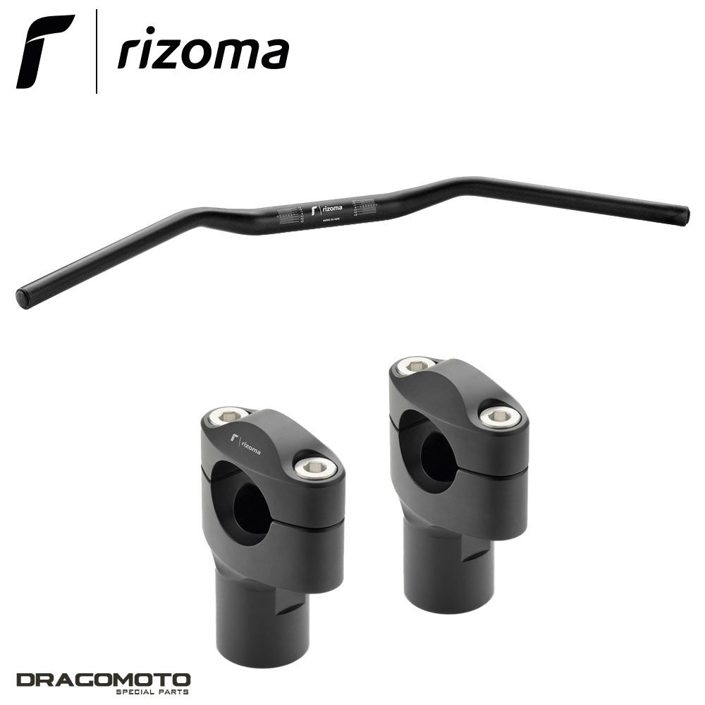 Guidon Rizoma MA009B Noir Moto Guzzi V7 III : L'Élégance de l'Aluminium Taillé Masse