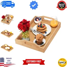 Classic Bamboo Serving Tray with Easy Carry Handles for Dining & Entertaining