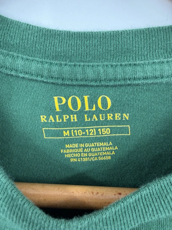 Polo Bear By Ralph Lauren T-Shirt Youth Medium 10-12 Big Logo Green Boys - Image 3 of 4