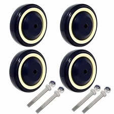 4" 4 Pack Shopping Cart Wheel Polyurethane 4" 4-pack  5/16    Bore Dark Blu...
