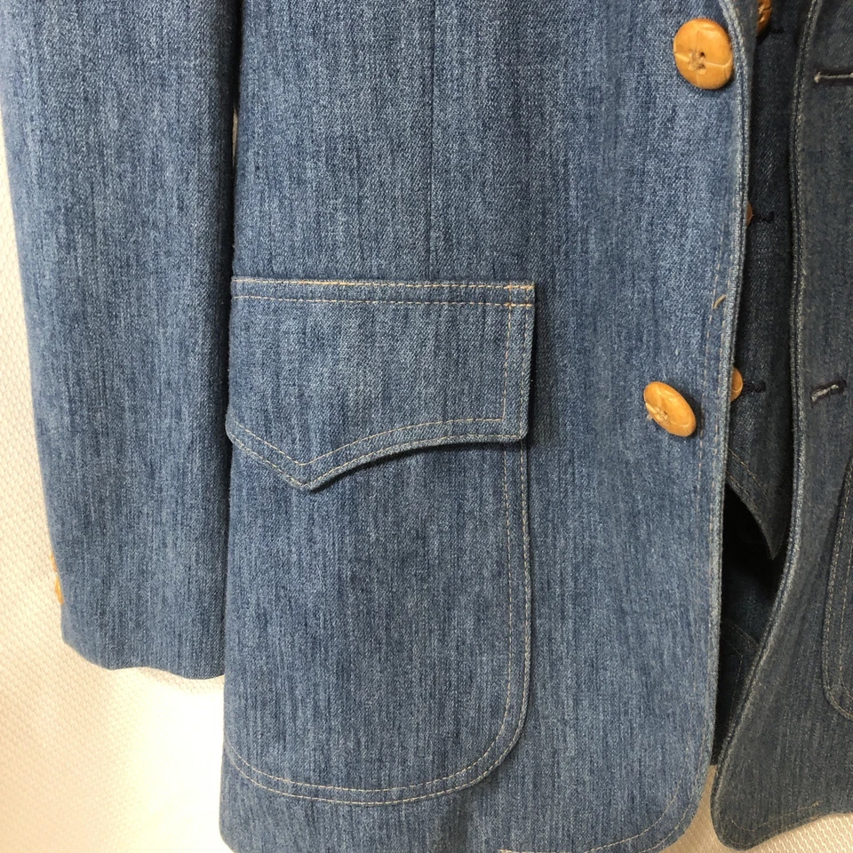 Traje Denim Vintage Años 70 3 Piezas Chaqueta Chaleco Pantalones Campana Bottoms Ocio G2U Foto 2 de 4