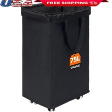 Rolling Laundry Hamper Lightweight Sturdy Canvas W/ Removable Mesh Bag New