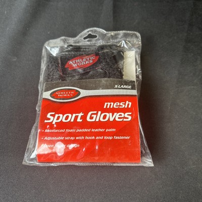New Athletic Works Mesh Sports Gloves Sz XL Open Finger Weight Lifting 