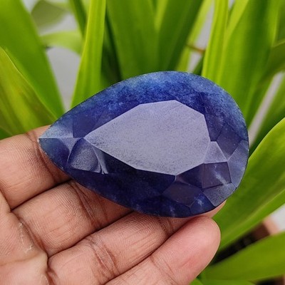 Natural 380 Ct Certified Pear Blue Sapphire Loose Gemstone For Mental Strength