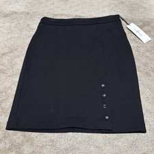 Calvin Klein Black Front Thigh Snap High Waist Pencil Skirt. Sz 6P. NWT 
