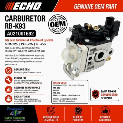 Echo Carburetor SRM-225 PAS-225 GT-225 Zama RB-K93 OEM A021001692