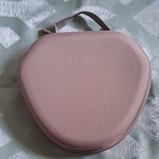 Beige Hard Shell Headset Case with Carrying Handle and Mesh Pocket