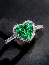 Green Heart Cubic Zirconia Ring For Women Sizes 5 6 7 8 9 10 11 12