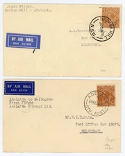 P18/35 X2 AUSTRALIAN FIRST FLIGHT COVERS ADELAIDE TO MELBOURNE E560