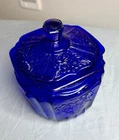 Anchor Hocking Mayfair Vintage Cobalt Blue Depression Glass Cookie Jar