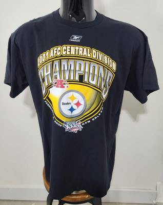 NFL Pittsburgh Steelers 2001 AFC Central Division Champions Reebok Black Shirt L