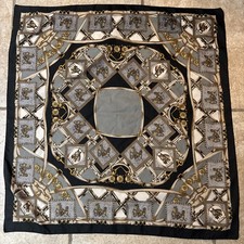 Vintage Equestrian Horse Riding Scarf Tan Brown Square 34  Western Preppy