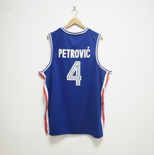 Custom Throwback 1990 Drazen Petrovic #4 Team Basketball Jersey Size S-4XL Blue