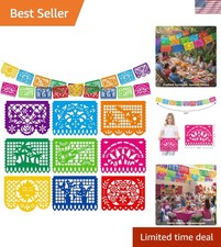 Mexican Party Decoration, 18 Feet Plastic Papel Picado Fiesta Banner Cinco de...