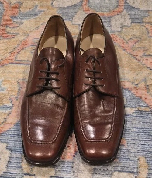 Faconnable Men 45 Brown Leather Medallion Business Derby Oxford Daily Dress Shoe Façonnable Shoes for Men for sale | eBay main image 3