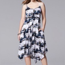 Simply Vera Wang abstract print silky midi dress with pockets size XS NWOT