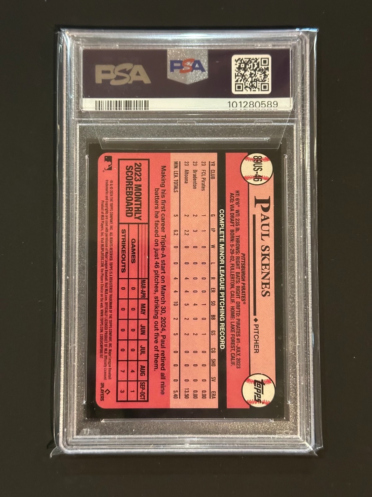 2024 Topps Update - 1989 Topps Baseball Paul Skenes (RC) PSA 8 view 2