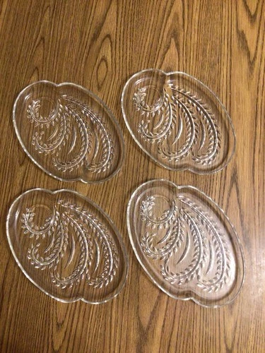 Vintage Set 4 1950's Federal Glass Homestead Hospitality Snack Trays / Plates