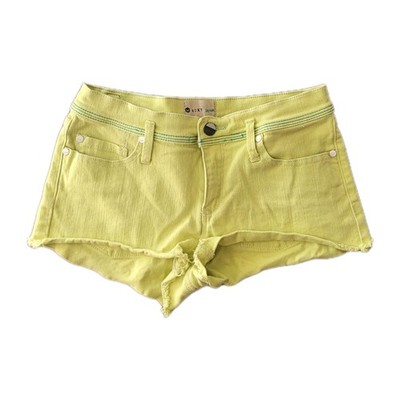 Vintage Y2K Roxy Denim Shorts 3 / 26 Neon Green Cut Off Beach Surf Small *Flawed