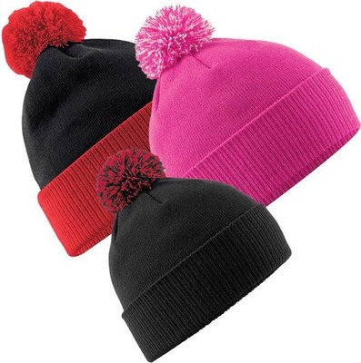 Beechfield Snowstar Duo Two-Tone Beanie - Black/ Red