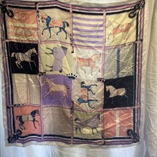 Scarf Large Square Polyester with Horse Design 90cm X 90cm Unbranded