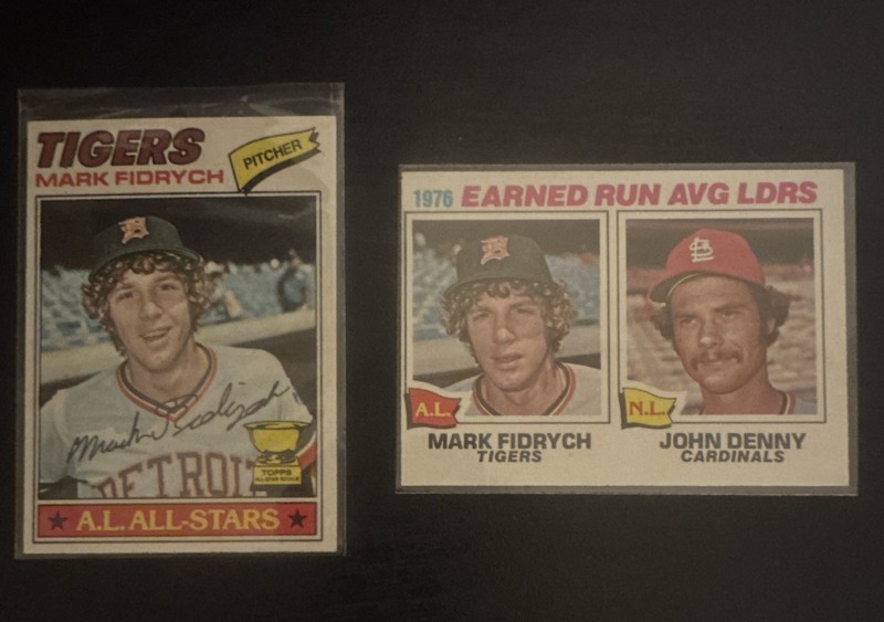 Mark Fidrych RC + ERA Ldrs Topps Card Lot (2) 1977 Rare