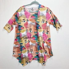 Inoah Tunic Top Wearable Art Colorful Face Print Size Large Mature