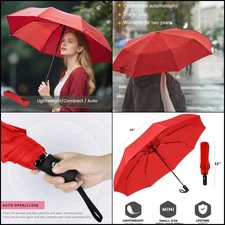 Windproof Travel Umbrella Auto Open Close Compact Lightweight for Rain and Sun