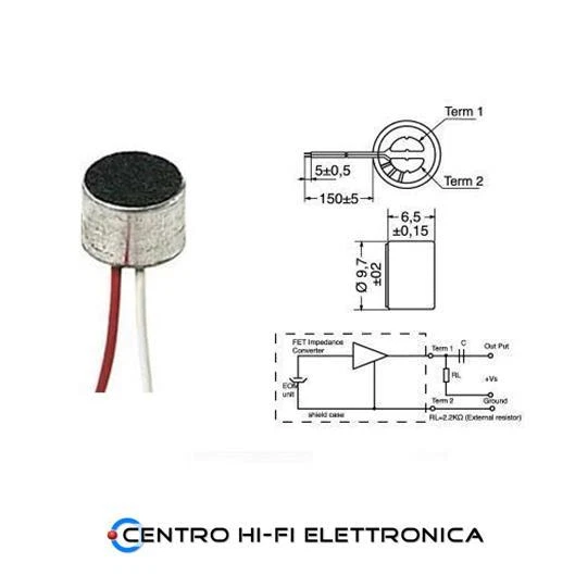 UNIVERSAL Capsula microfono a condensatore ricambio citofono