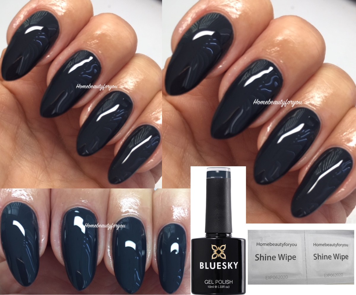 BLUESKY GEL NAIL POLISH PURPLE BLACK COLOR VERY DARK WINTER BREEZE