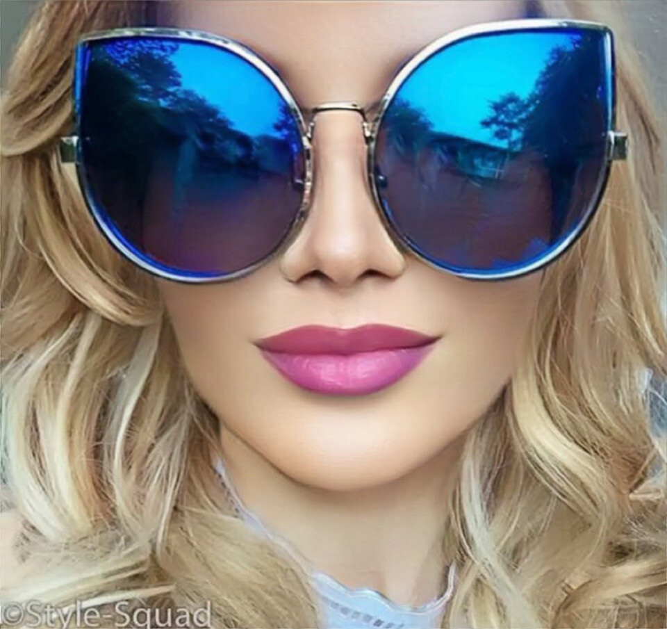 Oversized XXL Cat Eye Sexy CHOLA Metal Mirror Aviator Gentle