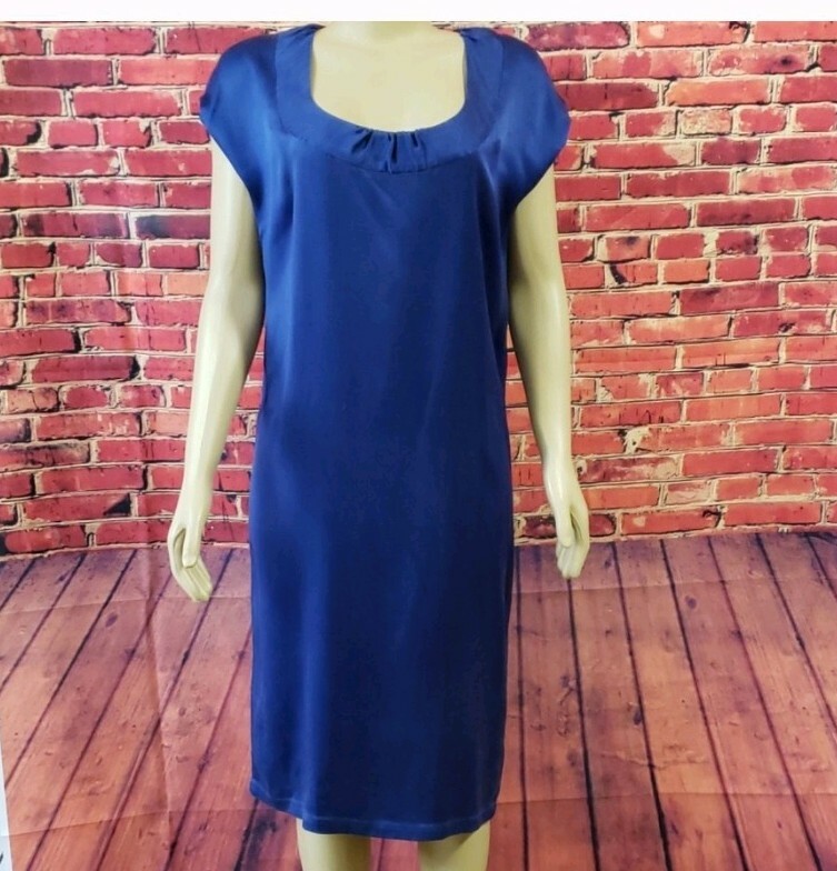 SAINT LAURENT Abito tunica midi Yves St Laurent colore blu cobalto manica ad aletta taglia small