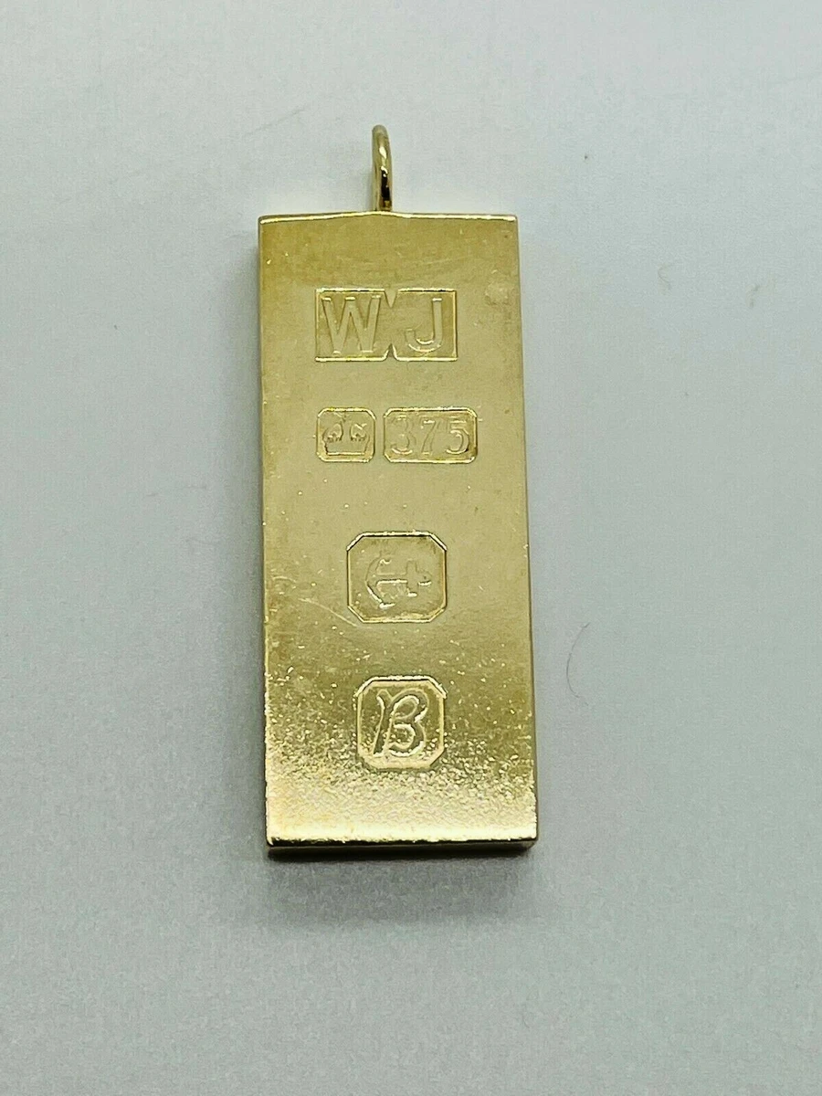 9ct Yellow Solid Gold Ingot Pendant