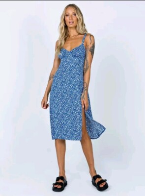 PRINCESS POLLY Georgia Midi Dress Blue Floral Print Prairie Cottage Size 2  | eBay