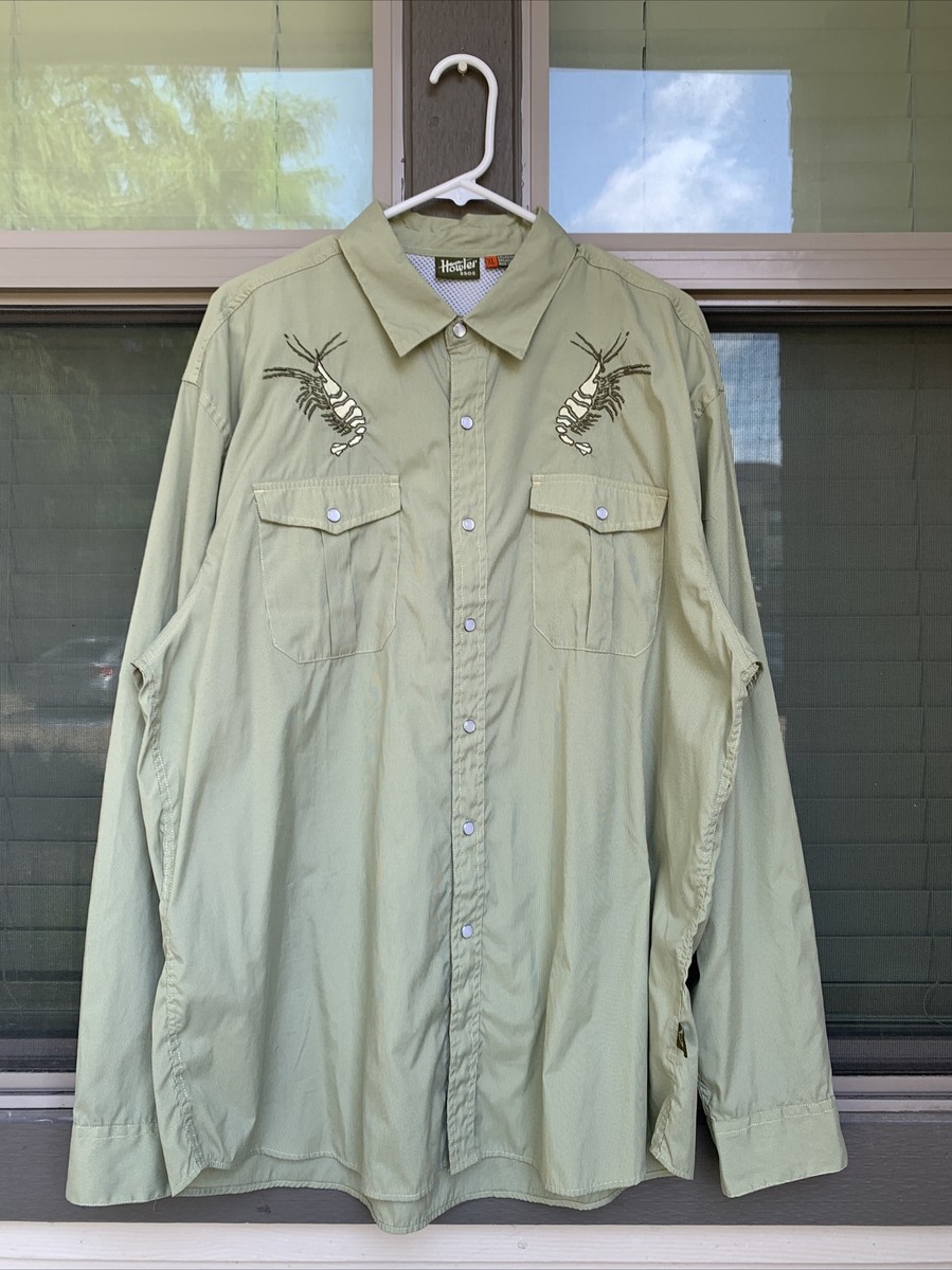 RARE Howler Bros Gaucho Snapshirt XL Dancing Prawns Shrimp Green