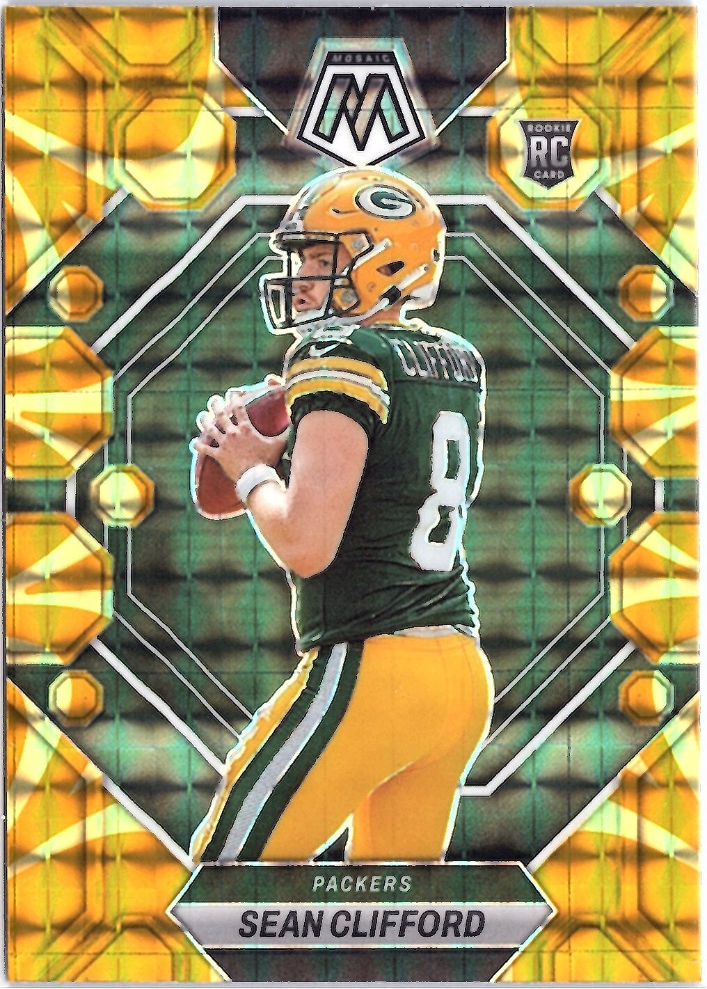 2023 Mosaic Football Reactive Yellow Color Match RC #361 Sean Clifford Packers