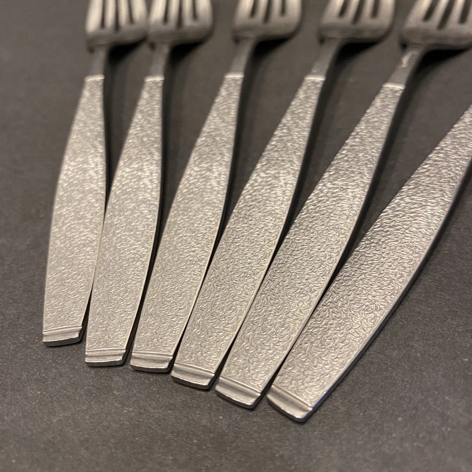 (6) Tenedores de ensalada MONTINA INDIO 1881 Rogers Oneida Ltd acero inoxidable MCM plata Foto 3 de 4