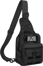 Tactical Sling Bag for Men Molle, Waterproof, 10.2"x8.3"x5.3", Adjustable, Black