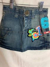 Girls IKKS Skirt Size 4 Blue Jean Embroiderded