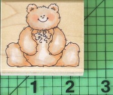 Beary Happy 153D Teddy Bear Wood Mounted rubber stamp by Penny Black 