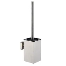 Wall-Mount Square Toilet Brush Holder Stainless Steel Toilet Brush Set Bathroom