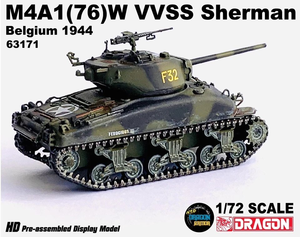 1/72 EE. UU. M4A1 (76) W VVSS Sherman tanque Bélgica 1944 modelo tanque Foto 4 de 4