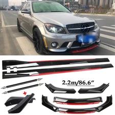 Front Bumper Lip Spoiler Splitter Body Side Skirt For Mercedes-Benz Glossy Black