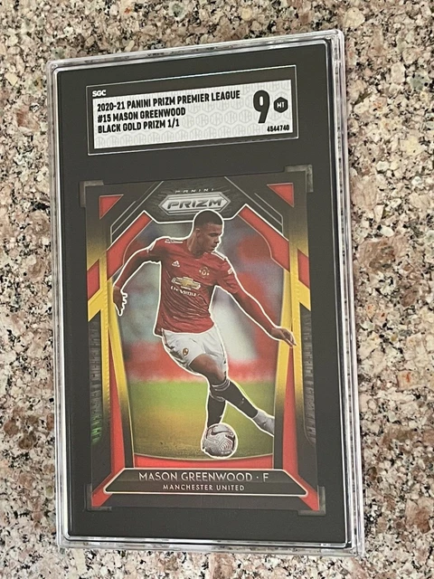 2020-21 Panini Premier League Black Gold Prizm - Mason Greenwood 1/1 - SGC 9