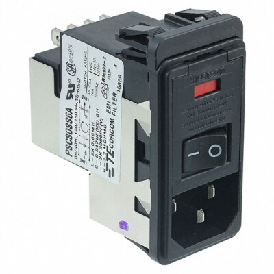 PSCS0SS6A Corcom Power Entry Module 3A single fuse snap in mount