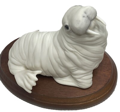 Vintage Cybis Walrus Wellington Porcelain Figurine 1983-With Wooden Stand