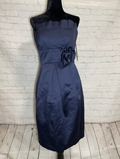 David s Bridal Satin Strapless Bridesmaid Dress Pleated Bodice-Size 2