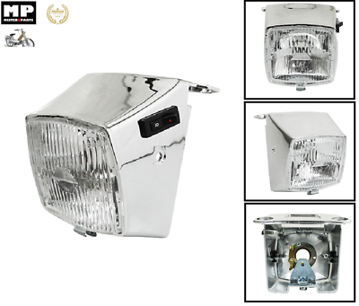 Phare Optique Complet + Interrupteur Pour Peugeot 103 MVL Vogue - Chromé, Neuf, Fabriqué En France