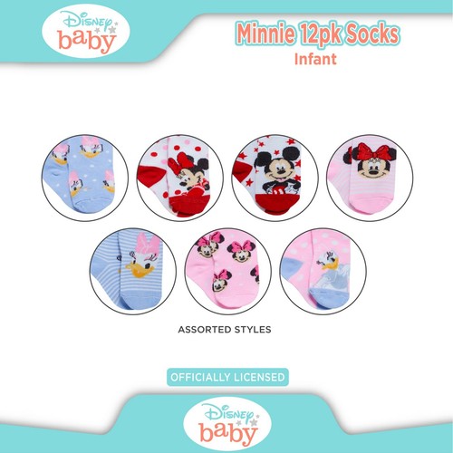 Disney 12-Pair Baby Socks, Minnie Mouse Infant Socks, Newborn Socks ages 0-24M - Picture 3 of 5